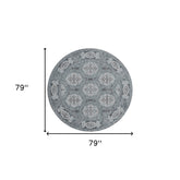 6' Blue Round Medallion Power Loom Area Rug